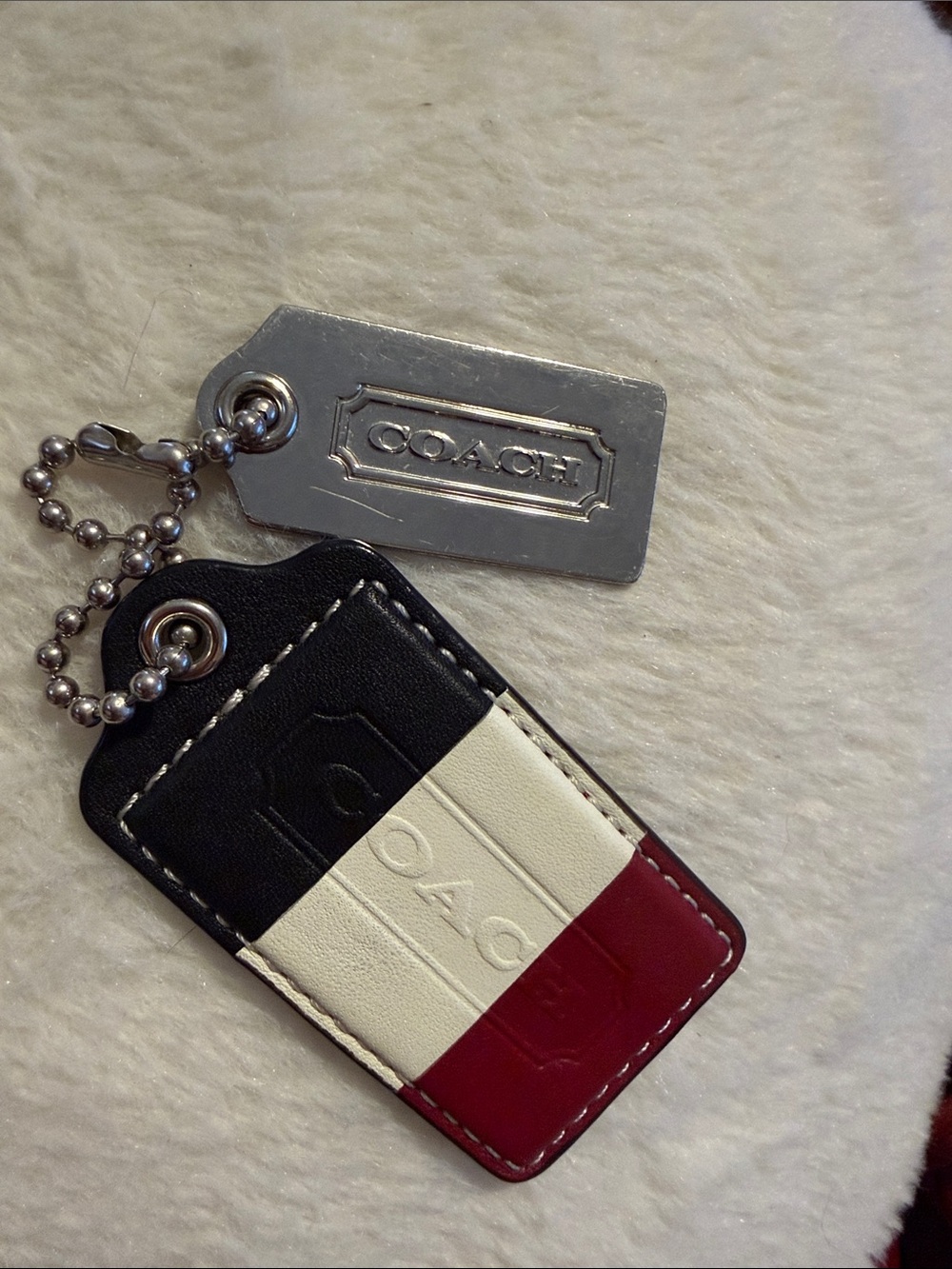 Coach Tricolor Leather Key & Card Holder - Black White Red